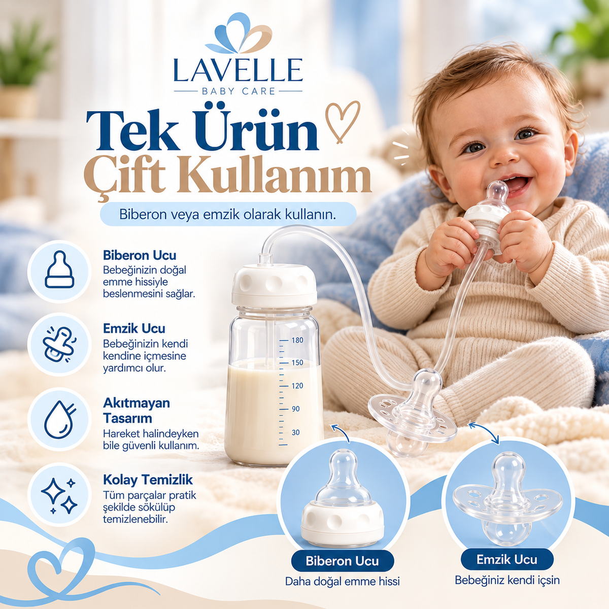 Lavelle™ Emzikli & Hortumlu Biberon